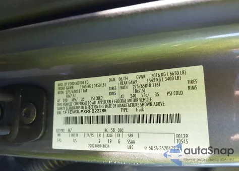 2024 Ford F-150 Xlt from USA, damaged, VIN 1FTEW3LPXRFB22289